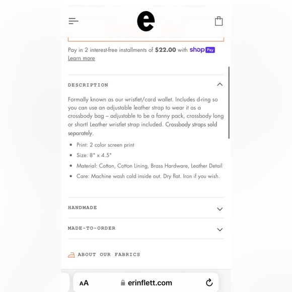 ERIN FLETT wristlet “Kelly Nordic,” ret.$44. Like new except for minor smudging. - Picture 8 of 8